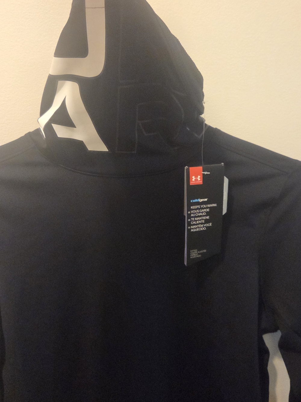 Under Armour Men’s Black Hooded ColdGear Pullover with Large Logo